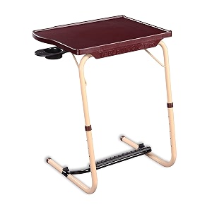 multipurpose laptop study table strong top with cup holder 6 heights 3 angles foldable adjustable portable brown color