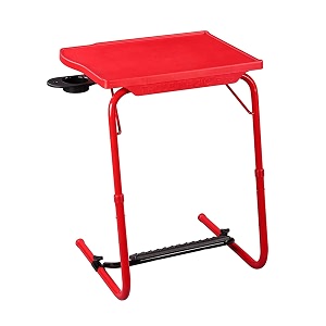 multipurpose laptop study table strong top with cup holder 6 heights 3 angles foldable adjustable portable red color