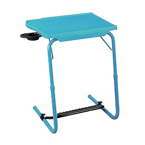 multipurpose laptop study table strong top with cup holder 6 heights 3 angles foldable adjustable portable aqua blue color