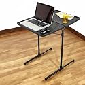 Table Dual Top Multipurpose Laptop Study Dinning Portable Table Strong Adjustable Height (Midnight Black) - Metal