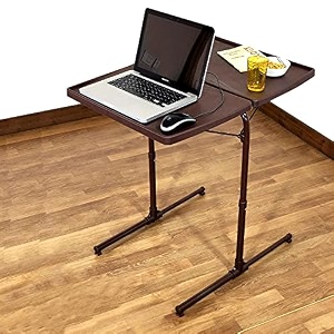 metal table dual top multipurpose laptop study dinning portable table strong adjustable height  brown