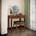 Biaco Small Wood Makeup Vanity Desk Set, Vintage Table + Padded Bench Stool