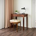 Biaco Small Wood Makeup Vanity Desk Set, Vintage Table + Padded Bench Stool