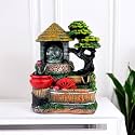BIANCO Polyresin Waterfall Fountain with LED Lights &amp; Adjustable Speed Control for Living Room, Bedroom &amp; Office 25.5 Cm | Stress Relief &amp; Positive Energy Décor | Tabletop Water Fountain (GHF319)