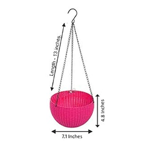 bianco round rattan woven hanging planters with hanging chain hanging pots for plants balcony pink set of 5 71x48 inch