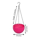 Bianco Round Rattan Woven Hanging Planters with Hanging Chain, Hanging Pots for Plants Balcony (Pink, Set of 5, 7.1x4.8 Inch)