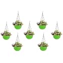 Bianco Round Rattan Woven Hanging Planters with Hanging Chain, Hanging Pots for Plants Balcony (Green, Set of 7, 7.1x4.8 Inch)