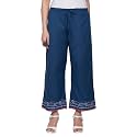BIBA Cotton Blend Solid Straight Casual Palazzos