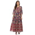 BIBA Cotton Printed Flared Casual Dress