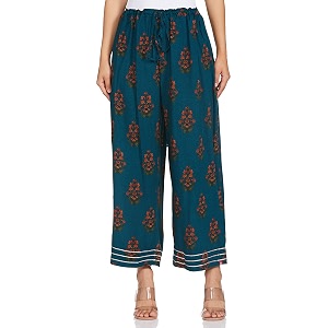 BIBA Cotton Printed Straight Casual Palazzos