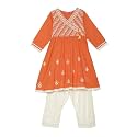 BIBA Cotton Solid Gathered Semi-Formal Kurta With