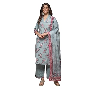 BIBA Women Cotton Straight Kurta Palazzo Suit