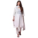 BIBA Women Cotton Straight Embroidered Suit Set