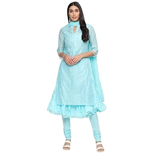 BIBA Embroidered Poly Cotton Mandarin Womens Salwar