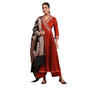 Biba Embroidered Polyester A-Line Formal Kurta With