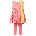 BIBA Girl Cotton Tiered Printed Suit Set