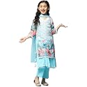 BIBA Girl Cotton Blend Layered Printed Suit