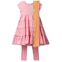 BIBA Girl Cotton Flared Solid Suit Set