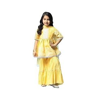 BIBA Girl Polyester Peplum Printed Suit Set
