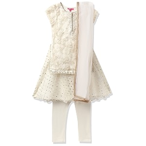 BIBA Girl Viscose Layered Solid Suit Set