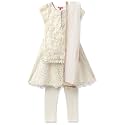 BIBA Girl Viscose Layered Solid Suit Set