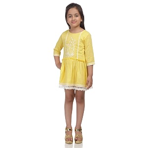 BIBA Girls Cotton Anarkali Salwar Suit Set