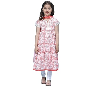 BIBA Girls Cotton Flared Kurta Churidar Suit
