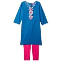 BIBA Girls Cotton Straight Kurta Legging Suit