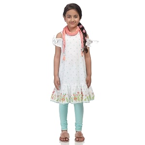 BIBA Girls Cotton Straight Salwar Suit Set