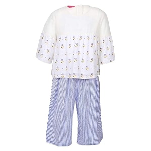biba girls cotton floral short top amp culottes set