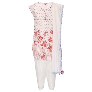 BIBA Girls Notched Collar Floral Print Salwar