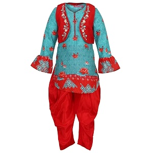 BIBA Girls Notched Neck Printed Kurta and