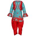 BIBA Girls Notched Neck Printed Kurta and