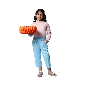 BIBA Girls Regular Mid Rise Cotton Blend