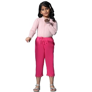 BIBA Girls Regular Mid Rise Cotton Blend