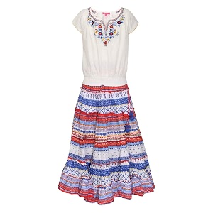 biba girl printed flared kidkw3238_white_5