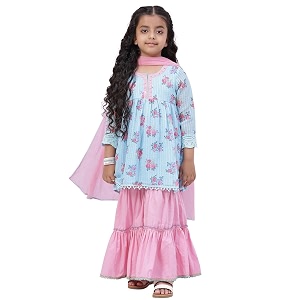 BIBA Girls Viscose Flared Kurta Garara Suit