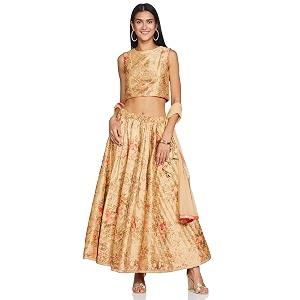 BIBA Poly Cotton Printed Straight Semi-Formal Top