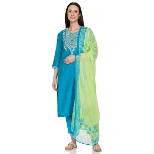 BIBA Women Poly Cotton Straight Kurta Slim