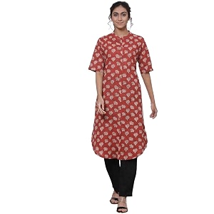 BIBA Womens Cotton Straight Fit Straight Kurta