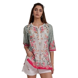 Biba Printed Cotton Straight Casual Kurtas