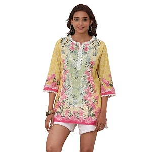 Biba Printed Cotton Straight Casual Kurtas
