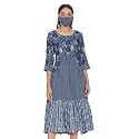 BIBA Printed Round Neck Polyester Womens Straight
