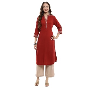 BIBA Rayon Solid Regular Casual Kurtas