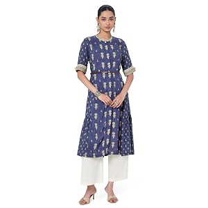 BIBA Solid Rayon Flared Fit Womens Kurta