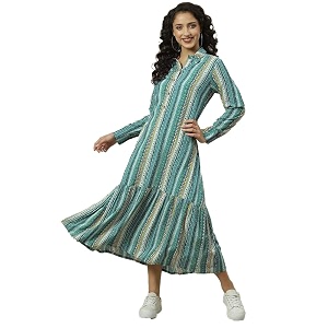 BIBA Solid Rayon Flared Fit Womens Kurta