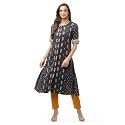 BIBA Solid Rayon Flared Fit Womens Kurta