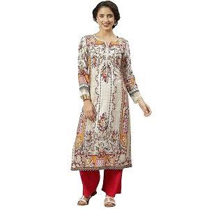 BIBA Solid Rayon A Line Fit Women