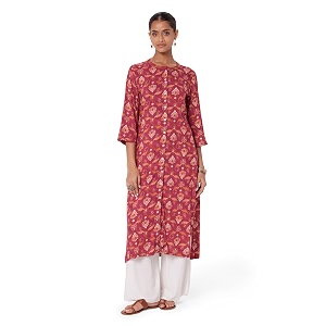 BIBA Solid Rayon Straight Fit Women Kurta