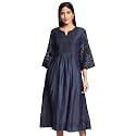 BIBA Cotton Blend Dyed A-Line Casual Dress